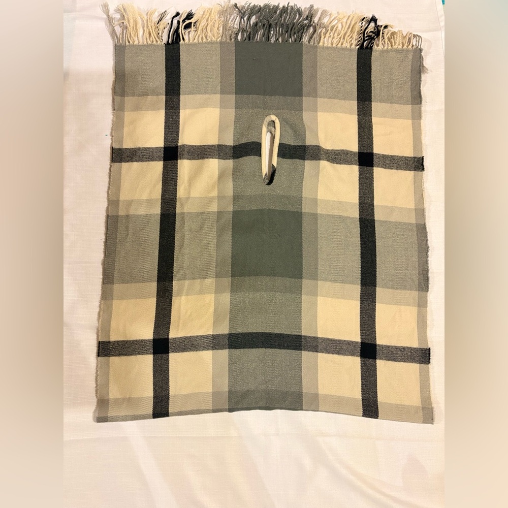 Plaid Beige and Black Scarf wearable as shawl